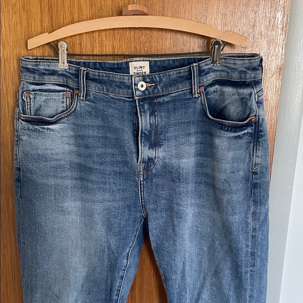 Flint and Tinder Stretch Selvedge jeans in light wash, HB Straight fit, 36 x 30